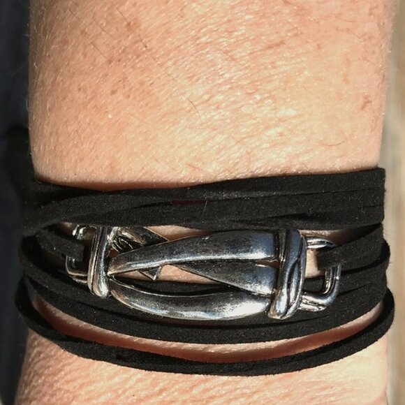 Tie Wrap Love Knot Silver Bracelet Cuff Yoga Boho Biker - Picture 2 of 8